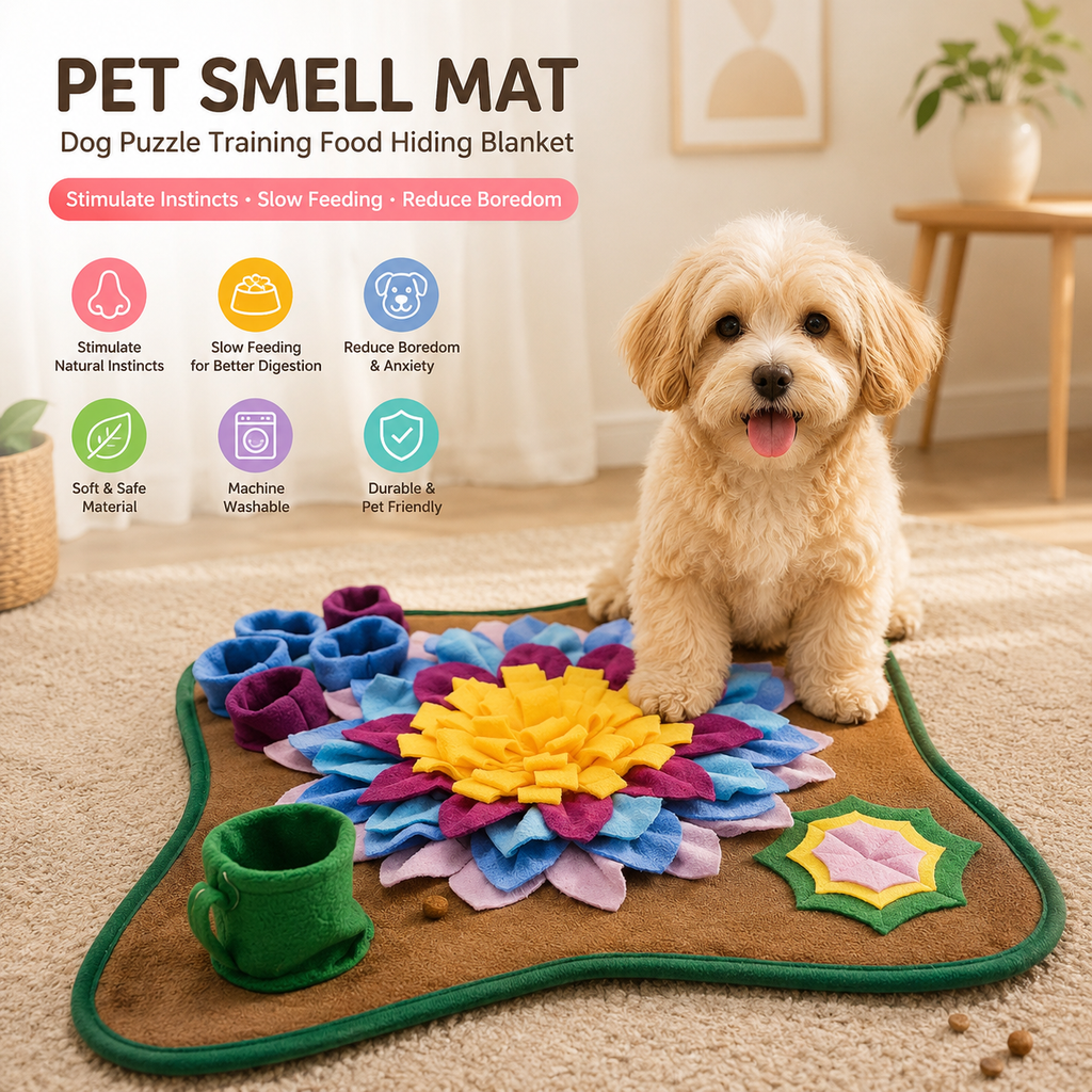 Snuffle Mat for Dogs – Pet Smell Mat | Interactive Dog Puzzle Toy | Food Hiding Training Blanket | Reduce Stress & Boredom