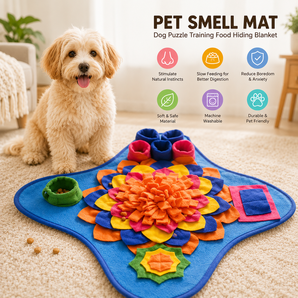 Snuffle Mat for Dogs – Pet Smell Mat | Interactive Dog Puzzle Toy | Food Hiding Training Blanket | Reduce Stress & Boredom