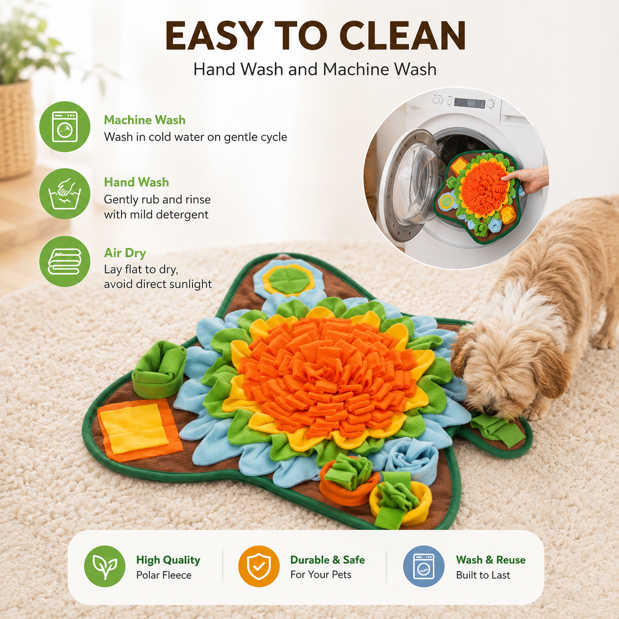 Snuffle Mat for Dogs – Pet Smell Mat | Interactive Dog Puzzle Toy | Food Hiding Training Blanket | Reduce Stress & Boredom