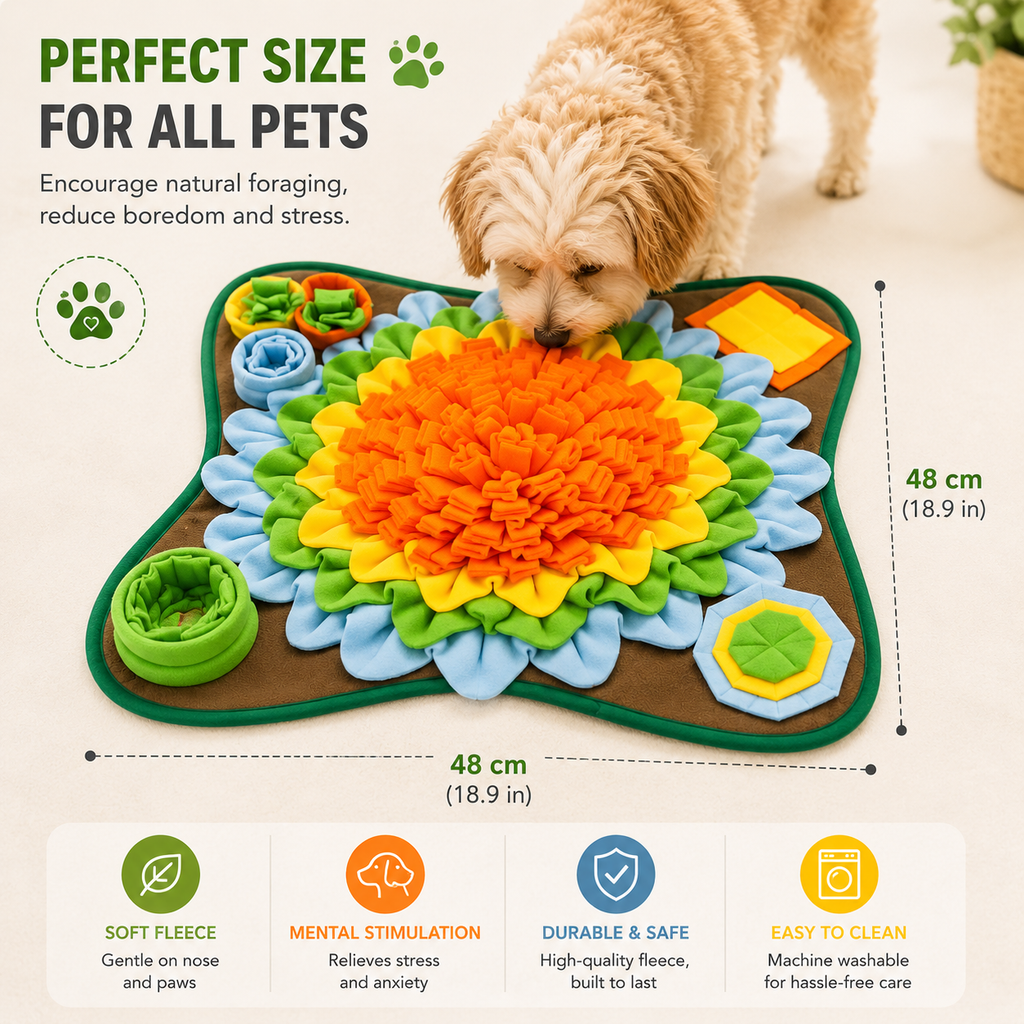 Snuffle Mat for Dogs – Pet Smell Mat | Interactive Dog Puzzle Toy | Food Hiding Training Blanket | Reduce Stress & Boredom
